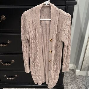 Women's Cable Knit Cardigan Sweater - Taupe